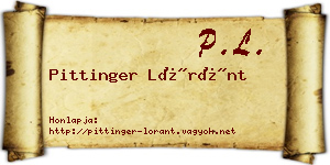 Pittinger Lóránt névjegykártya